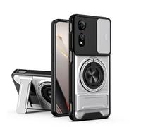 GOGME Case for ZTE nubia NEO 2 5G, Cover with 2-in-1 Ring Stand & Magnetic, Shell with Sliding Camera Protector, Bumper Soft TPU & Hard PC, Full Body Protection - Silver