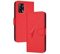 GOGME Leather Case for OPPO A74 4G - Wallet Case, Magnetic Clasp Cover with Mulit-Angle Stand & Full Body Protection Shellp - Red