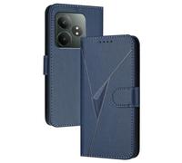 GOGME Leather Case for Realme GT 6 / Realme GT 6T - Wallet Case, Magnetic Clasp Cover with Mulit-Angle Stand & Full Body Protection Shellp - Blue