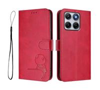 GOGME Panda Design Leather Case for Motorola Edge 70 Fusion with Card Slots, RFID Blocking Cover, Multi-Angle Stand & Full Protection Shell - Rose Red