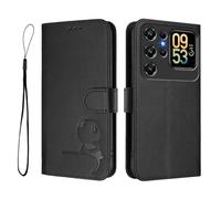 GOGME Panda Design Leather Case for Oukitel C62 / C62 Pro with Card Slots, RFID Blocking Cover, Multi-Angle Stand & Full Protection Shell - Black