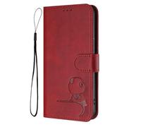 GOGME Panda Design Leather Case for Realme 14X 5G with Card Slots, RFID Blocking Cover, Multi-Angle Stand & Full Protection Shell - Weinrot