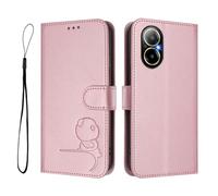 GOGME Panda Design Leather Case for Realme C67 4G with Card Slots, RFID Blocking Cover, Multi-Angle Stand & Full Protection Shell - Pink