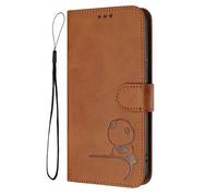 GOGME Panda Design Leather Case for Realme GT 6 / Realme GT 6T with Card Slots, RFID Blocking Cover, Multi-Angle Stand & Full Protection Shell - Brown