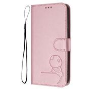 GOGME Panda Design Leather Case for Realme GT 6 / Realme GT 6T with Card Slots, RFID Blocking Cover, Multi-Angle Stand & Full Protection Shell - Pink