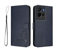 GOGME Panda Design Leather Case for TCL K32 / K33 with Card Slots, RFID Blocking Cover, Multi-Angle Stand & Full Protection Shell - Blue