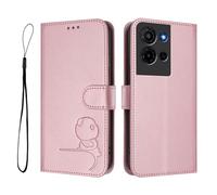 GOGME Panda Design Leather Case for TCL K32 / K33 with Card Slots, RFID Blocking Cover, Multi-Angle Stand & Full Protection Shell - Pink