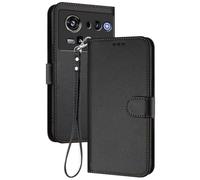 GOGME Premium Leather Case for ZTE nubia Z80 Ultra with Card Slots, Magnetic Closure Wallet Cover with Kickstand & Hand Strap - Black