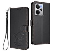 GOGME Protective Wallet Case for Realme 14T 5G, Adorable Kitten Graphic Leather Cover with Magnetic Closure, Shockproof TPU Bumper & Stand Shell - Black