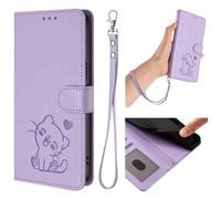 GOGME Protective Wallet Case for ZTE Blade A76 5G, Adorable Kitten Graphic Leather Cover with Magnetic Closure, Shockproof TPU Bumper & Stand Shell - Light Purple