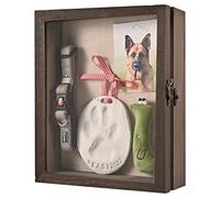 Gognlvn Pet Memorial Shadow Box with Clay Paw Print Impression Kit,Dog & Cat Wood Picture Frame Ornament as Loss Pet Keepsake and Gifts for Pet Lover