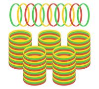 GOGO 100 Pcs Thin Silicone Wristbands for Adults, 1/5" Wide Social Distancing Colored Rubber Bracelets - Red Yellow Green
