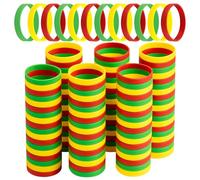 GOGO 120 PCS Silicone Wristbands for Adults, Social Distancing Colored Rubber Bracelets - Red Yellow Green