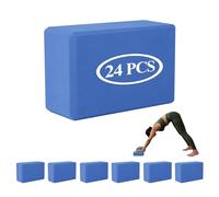 GOGO 24 Packs Yoga Block Wholesale, Blue Exercise Blocks High Density Yoga Brick Workout 9x6x4 Inch