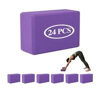 GOGO 24 Packs Yoga Block Wholesale, Purple Exercise Blocks High Density Yoga Brick Workout 9x6x4 Inch