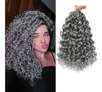 Gogo 8 Packs Pre Twisted Short Curly Crochet Hair for Black Women Sea Wave Crochet Hair Water Wave Deep Wave Braiding Hair 12 Inch Gray