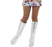 Adult Ladies 70s Silver GoGo Dancer Show Boot Covers Show Fancy Dress Accessory