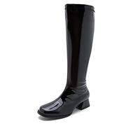 GOGO Boots for Women, Knee High Boots, Low Block Heel Zipper Boots Ladies Party Dance Shoes, Black, 4.5 UK