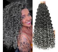 Gogo Curl Crochet Hair 18 Inch 9 Packs Ocean Wave Curly Crochet Hair for Black Women Pre-Looped Deep Wave Water Curly Braiding Extensions (T/Grey#, 18 Inch(9 Packs))