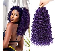 Gogo Curl Crochet Hair - 35.6 cm 7 Packs Deep Wave Beach Curl Synthetic Braiding Hair Extensions (Purple)