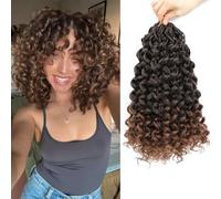 Gogo Curl Pre Twisted Crochet Hair 12 Inch 8 Packs Short Curly Crochet Hair for Women Pre Looped Sea Wave Water Wave Deep Wave Braiding Hair (12 inch, 1B/30)