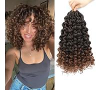 Gogo Curl Pre Twisted Crochet Hair 14 Inch 8 Packs Short Curly Crochet Hair for Women Pre Looped Ocean Wave Water Wave Deep Wave Braiding Hair 14 Inch 8 Packs (1B/30)