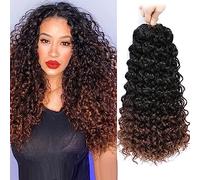 GOGO Curly Crochet Hair 18 Inch 7 Packs Curly Crochet Hair for Black Women Deep Wave Beach Curls Synthetic Braiding Hair Extensions (18 inch, 1b/4/30)
