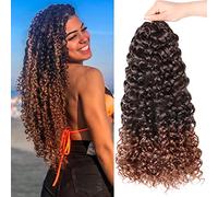 GOGO Curly Crochet Hair 18 Inch 7 Packs Curly Crochet Hair for Women Deep Wave Beach Curly Synthetic Hair Extensions (18 inch, 7 Packs, 1B/30)