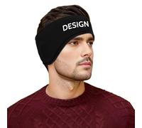 GOGO Custom Winter Black Headband Micro-Fleece Ear Cover, Double Layer Ear Muffs Warmer Head Band Heat Transfer with Logo
