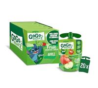 GoGo squeeZ Fruit Smoothie Snack, Apple, 100% Real Fruit Blend, 20 x 90g Pouches, Snack for Kids & Adults, Gluten-Free, Vegan, No Added Sugar, School Lunchbox Friendly, On-the-Go Snacking