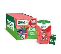 GoGo squeeZ Fruit Smoothie Snack, Apple Strawberry,100% Real Fruit Blend, 20 x 90g Pouches, Snack for Kids & Adults, Gluten-Free, Vegan, No Added Sugar, School Lunchbox Friendly, On-the-Go Snacking