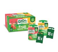 GoGo squeeZ Fruit Smoothie Snack, Apple Strawberry and Multifruit 32x90g, 100% Real Fruit Blend, 20 x 90g Pouches, Snack for Kids & Adults, Gluten-Free, Vegan, No Added Sugar, School Lunchbox Friendly