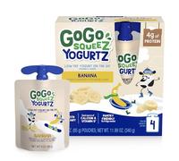 GoGo squeeZ yogurtZ Banana, 3 oz. (4 Pouches) - Kids Snacks Made from Real Yogurt & Fruit - Pantry Friendly Snack, No Fridge Needed - No Preservatives - Kosher Certified - Gluten Free Snacks for Kids