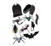Gogogmee 1 Set Halloween Decoration Coffin Model Halloween Garden Accessories Fairy Garden Accessories Halloween Mini Figurines Mini Bat Haunted House Decorations Tiny Cross Coffin Abs