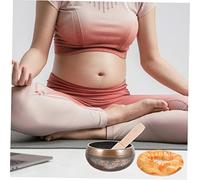 Gogogmee 1 Set Meditation Singing Bowl Set Handcrafted Copper Tibetan Bowl with Mallet Mat and Bag for Mindfulness Relaxation and Yoga Diameter