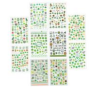 Gogogmee 10 Sheets Lucky Shamrock Nail Art Stickers Set Four-Leaf Leaf Pattern Decorative Manicure Decals for Festival Nail Decoration and Irish-Themed
