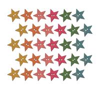 Gogogmee 100pcs 25mm Wooden Star Buttons Two Holes Vintage Craft Sewing Embellishments for Scrapbooking Doll Clothes Sweaters Hats Gloves DIY Decorations