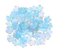 Gogogmee 100pcs Gold-Stitched Cherry Blossom Beads Flower Earrings Jewelry Necklace Floral Cherry Blossom Floral Beads Flower Spacers Bracelet Caps Acrylic Sky-Blue