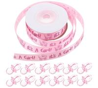 Gogogmee 101pcs Mini Shower Pacifiers Set, Pink Miniature Acrylic Pacifiers with 1 Pink Ribbon, Bulk Shower Favors for Girl’s Birthday Party and Bath Games