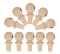 Gogogmee 10pcs Beige Wood Bottle Stoppers with Sturdy and Comfortable Grip, Unique Gourd Shape Finials for Furniture Crafting and DIY Projects