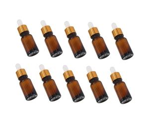 Gogogmee 10pcs Brown Dropper Essential Oil Bottles Empty Bottle Pipette for Women Use Perfume Refillable Travel Sub Essence