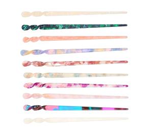Gogogmee 10PCS Chinese Traditional Hair Stick Durable Acetate Hair Pins with Mixed Patterns for Elegant Hairstyles