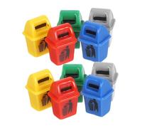 Gogogmee 10pcs DIY Resin Miniature Trash Bin Model Sturdy Recycling Bins with Lifelike Design for Fairy Garden Dollhouse Educational Waste Sorting Craft Projects