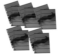 Gogogmee 10Pcs Double-Sided Loose-Leaf Stamp Collection Inserts A5 Size Black Background 9-Hole Stamp Album Pages for and Banknote Storage