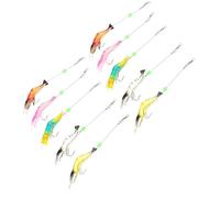 Gogogmee 10pcs Glow-in-the-dark Shrimp Fishing Lures Kit with Pointed Hooks, Realistic Soft Plastic Bionic Shrimp Baits for Saltwater Night Fishing