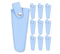 Gogogmee 10pcs Hair Scissors Cover Small Sheath Protector Case with Fake Leather Storage Organizer Pouch for Hairdressing and Eyebrow Trimming Tools in Sky Blue