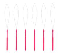Gogogmee 10pcs Micro Ring Hair Extension Tools Plastic Hook Needle Crochet Set for Professional Hair Styling and Bead Threading Accessories in Rose Red