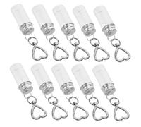Gogogmee 10pcs Mini Glass Bottles with Keychain Transparent DIY Wishing Vials for Travel Beach Wedding Favors Portable Clear Charm Containers for Holiday Ornament Fillers