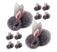 Gogogmee 10Pcs Mini Plush Rabbit Ornaments Soft Small Bunny Stuffed Animal for DIY Crafting Hat and Clothing Decoration Realistic Lifelike Design Safe Smooth Surface Gray Easter Basket