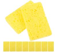 Gogogmee 10pcs Natural Wood Pulp Kitchen Cleaning Sponges, Reusable Dish Scrubbers with High Absorbency, Non-Greasy Power Wipes for Household and Wok Cleaning